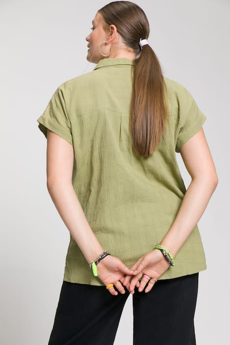 Bluse, oversized, Struktur, Hemdkragen