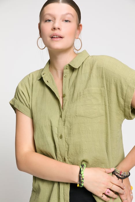 Bluse, oversized, Struktur, Hemdkragen