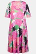 Kleid, Dschungelblätter, V-Ausschnitt, Halbarm