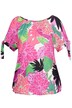 Tričko, džunglové listy, Carmen výstřih, krátké rukávy