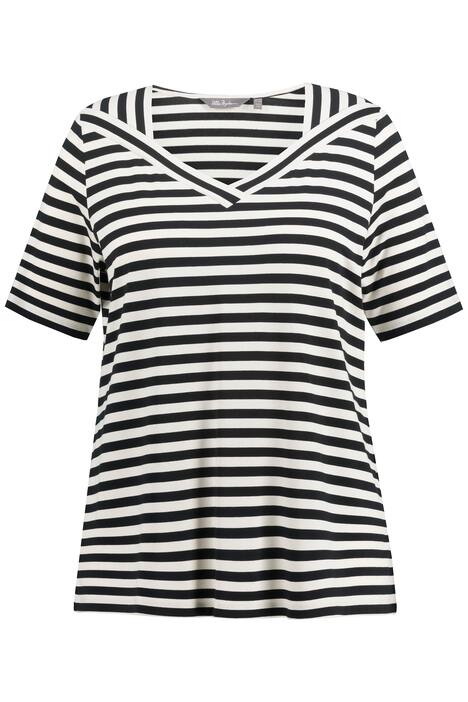 Tričko, proužky, Classic, výstřih do V, krátké rukávy