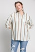 Stripe Button Front Long Sleeve Blouse