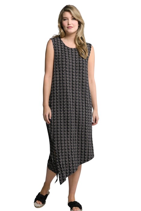 Midi šaty, palmy, A střih, kulatý výstřih, bez rukávů