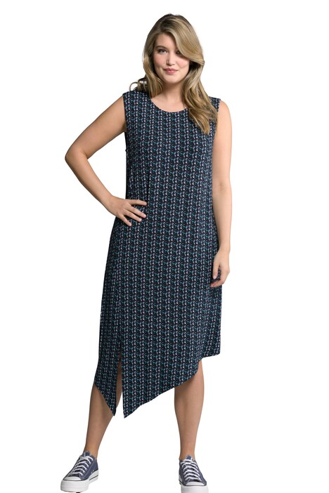 Midi šaty, palmy, A střih, kulatý výstřih, bez rukávů