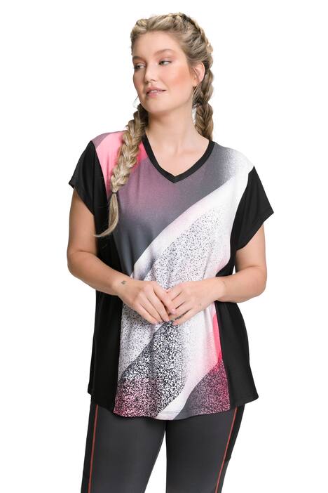 Tričko, síťované vsadky, oversize, výstřih do V, krátké rukávy