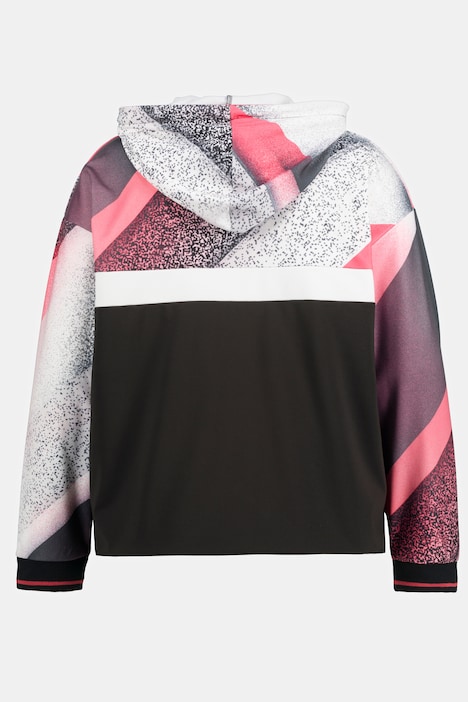 Diagonal Graphic Hooded Partial Zipper Recycled Sweatshirt | all ...