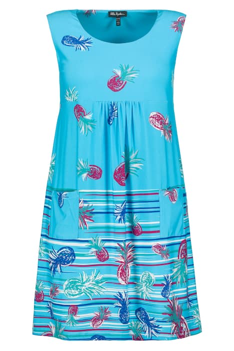 Midi šaty, ananas, kulatý výstřih, bez rukávů, kapsy