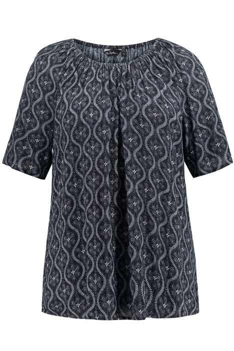 Halenka, květy, široký, elastický výstřih, krátké rukávy