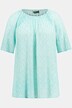 blouse, bloemen, elastische hals, korte mouwen