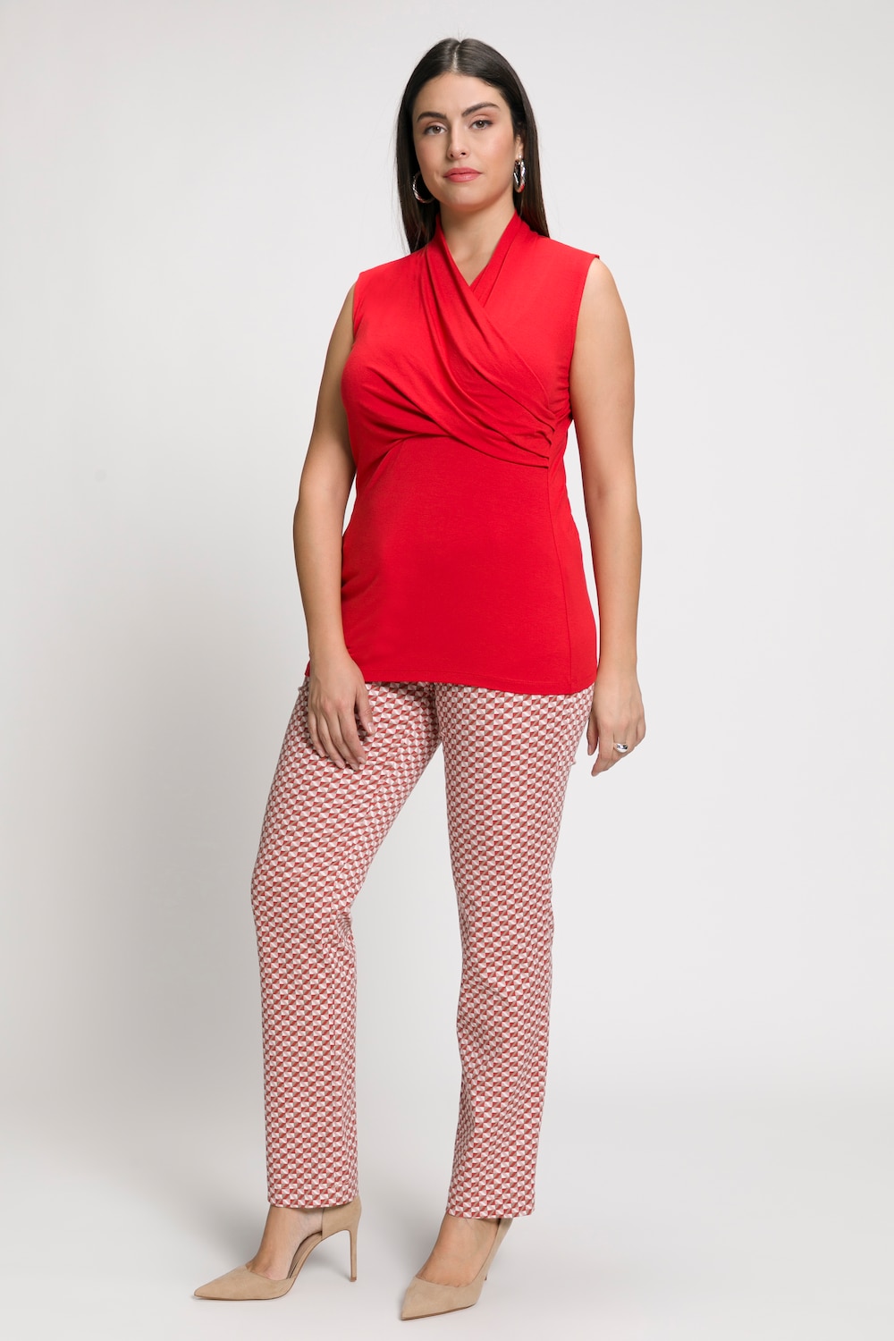 Grote Maten top, Dames, rood, Maat: 50/52, Viscose, Ulla Popken