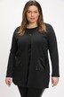 Faux Leather Patch Pocket Tunic Length Knit Jacket