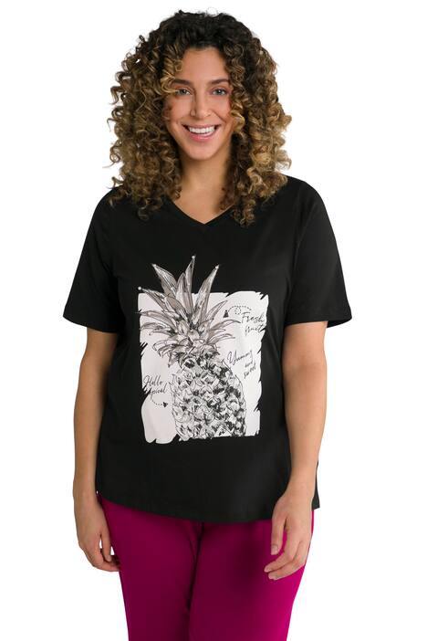 Tričko, ananas, Classic, výstřih do V, krátké rukávy