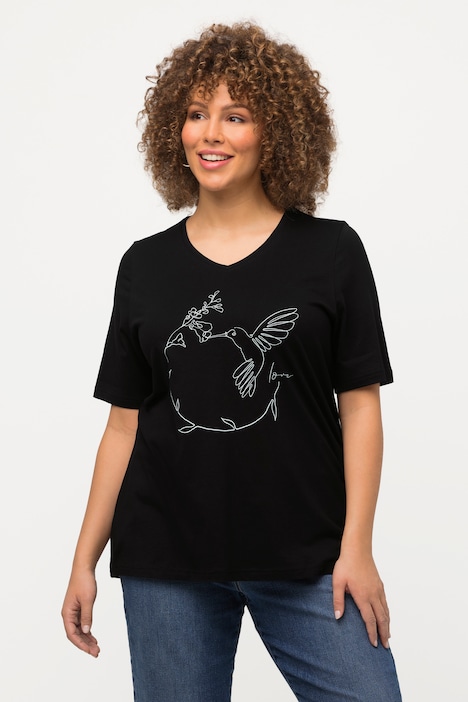 Hummingbird Line Print V-Neck Tee | T-Shirts | Knit Tops & Tees
