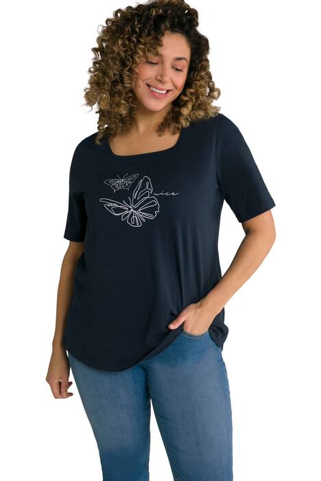 Tričko, motýl, hranatý výstřih, krátké rukávy