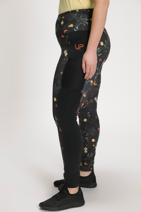 Floral Print Mesh Side Inset High Waist Recycled Stretch Leggings