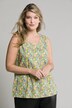 Top w tropikalny wzór, Classic, Fit, dekolt w szpic, bez rękawów