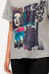T-Shirt, Pop-Art-Druck, Oversized, V-Ausschnitt, Halbarm