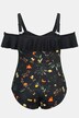 Traje de baño, flores, escote Carmen, copas blandas
