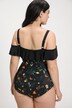 Traje de baño, flores, escote Carmen, copas blandas