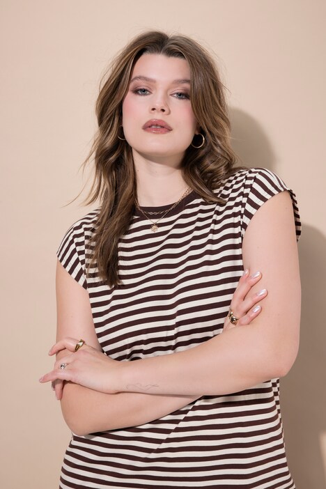 Jersey Kleid, oversized, Ringel, Rundhals, ärmellos