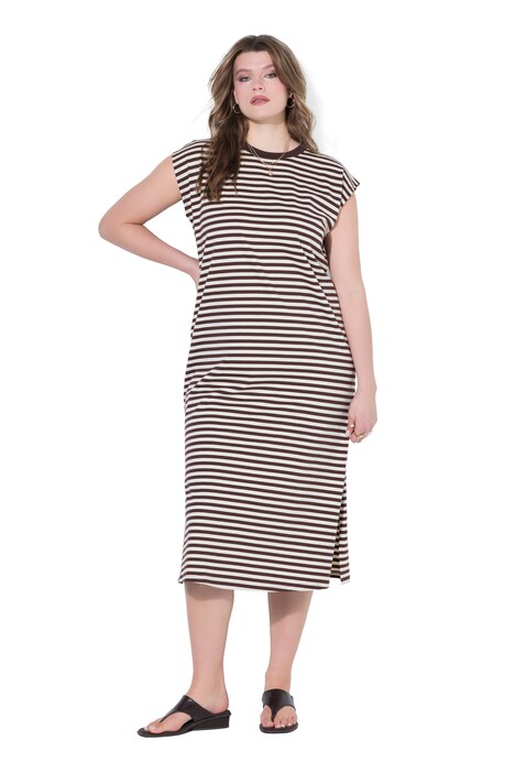 Žerzejové šaty, oversize, proužky, kulatý výstřih, bez rukávů