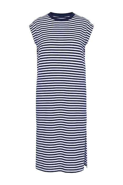 Žerzejové šaty, oversize, proužky, kulatý výstřih, bez rukávů