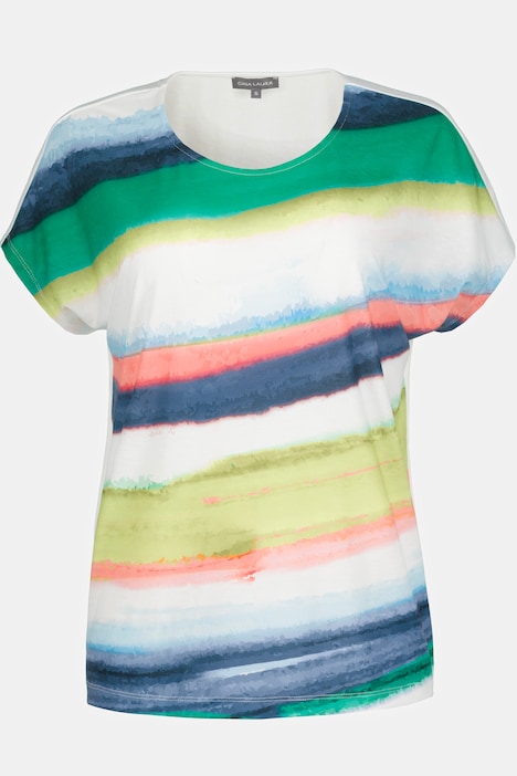 T-Shirt, diagonale Streifen, Rundhals, Halbarm