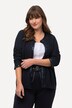 Satin Ruffle Trim Button Front Textured Cardigan Sweater