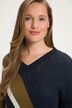 Pullover, Zipfelsaum, V-Ausschnitt, Langarm, Biobaumwolle