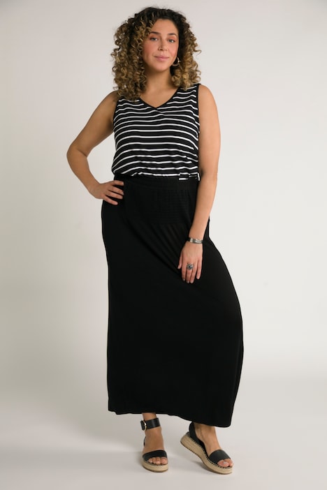 Smocked Top Elastic Waist Stretch Knit Maxi Skirt | all Skirts | Skirts