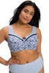 Odlehčující podprsenka, vzorovaná, bez kostic, košíčky C-F