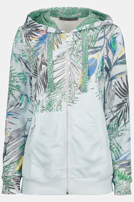 Sweatjacke, Dschungelmuster, Kapuze, Blousonform