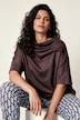 Sweatshirt, Zierfalten, Oversized, Stehkragen, Halbarm