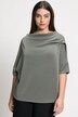 Asymmetric Draped Shoulder Oversized Fit Stretch Sweatshirt
