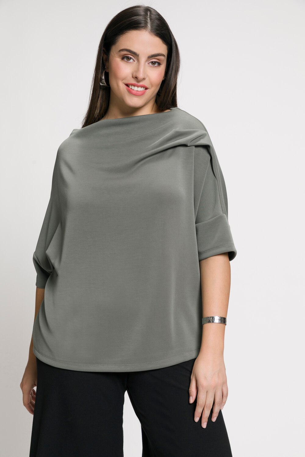 Grote Maten sweatshirt, Dames, groen, Maat: 58/60, Synthetische vezels/Polyester, Ulla Popken