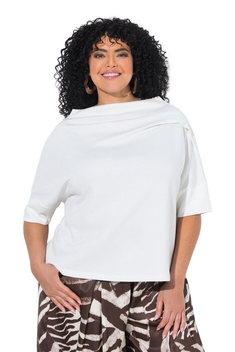 Mikina, ozdobné sklady, oversize, stojáček, krátké rukávy