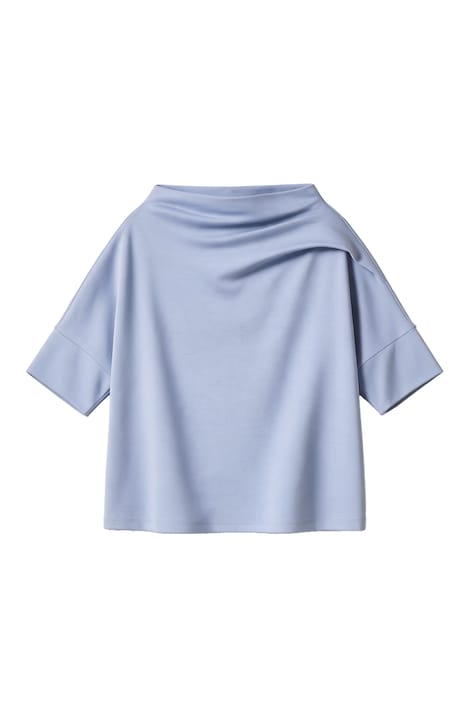 Mikina, ozdobné sklady, oversize, stojáček, krátké rukávy