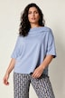 Sweatshirt, Zierfalten, Oversized, Stehkragen, Halbarm