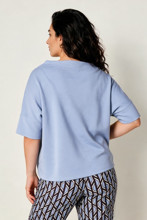 Sweatshirt, Zierfalten, Oversized, Stehkragen, Halbarm