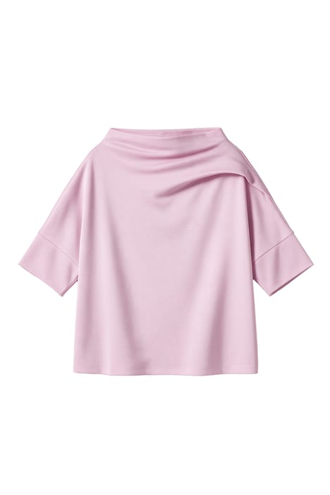 Mikina, ozdobné sklady, oversize, stojáček, krátké rukávy