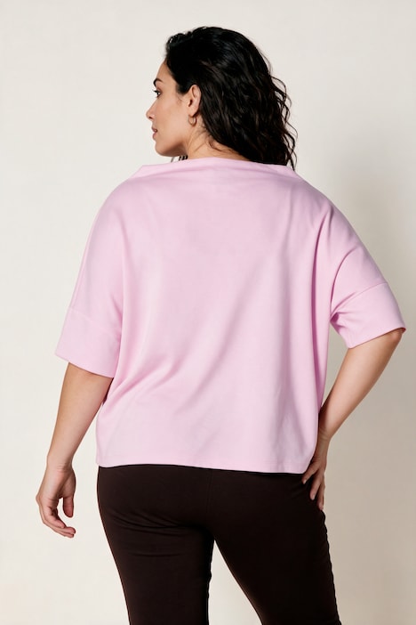 Sweatshirt, Zierfalten, Oversized, Stehkragen, Halbarm