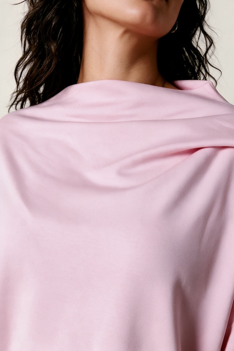 Sweatshirt, Zierfalten, Oversized, Stehkragen, Halbarm