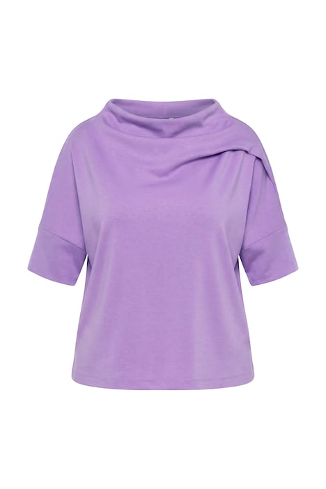 Mikina, ozdobné sklady, oversize, stojáček, krátké rukávy