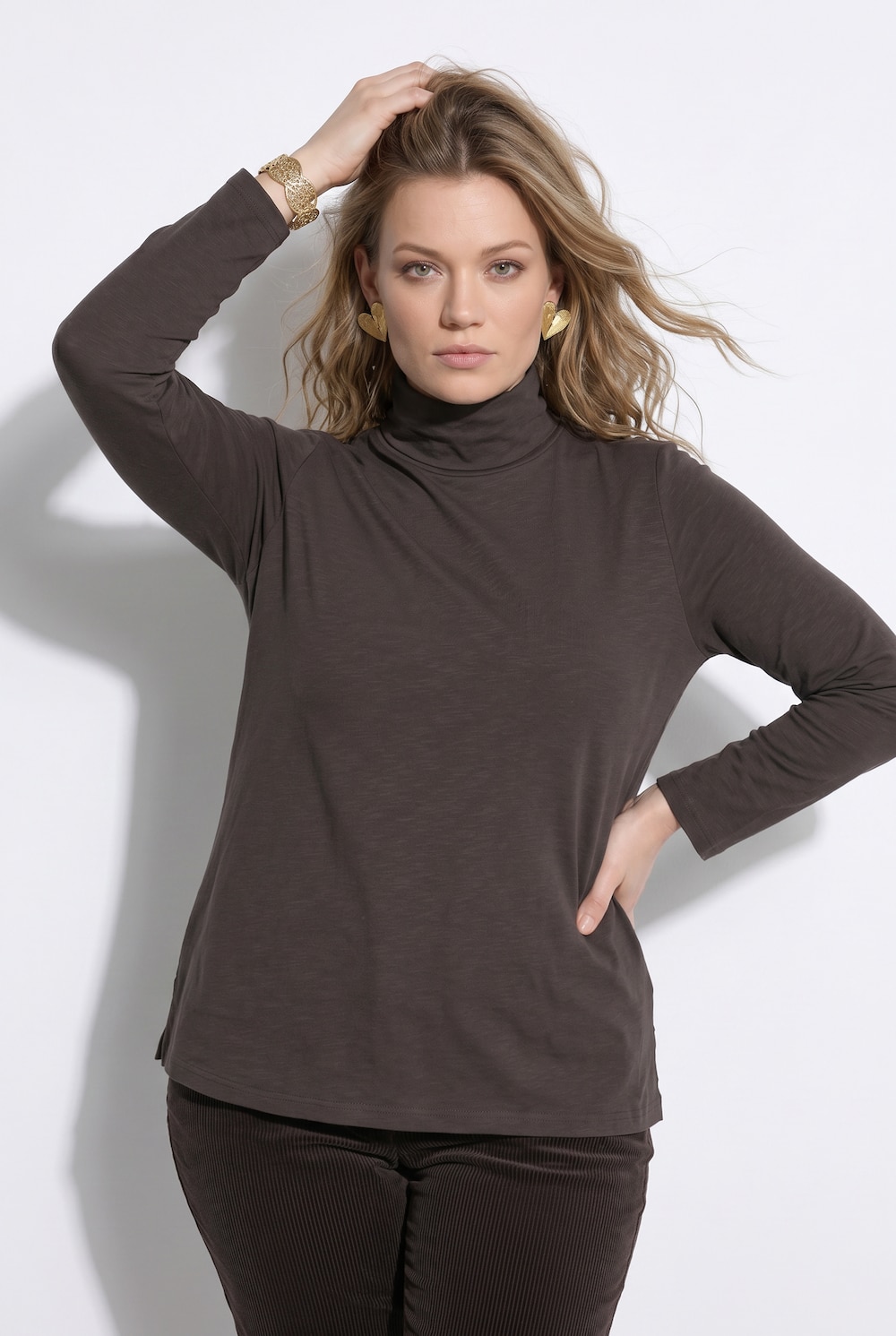 Shirt, Rollkragen, Slim, Langarm, Biobaumwolle