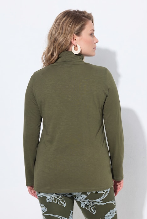 Shirt, met col, slim, lange mouwen, biologische katoen