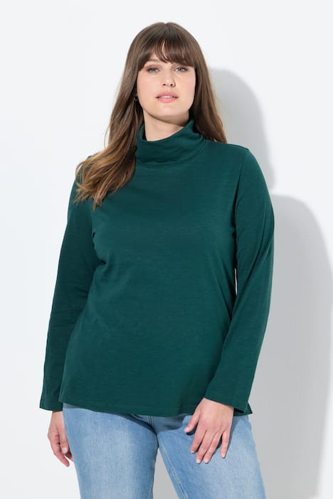 Shirt, met col, slim, lange mouwen, biologische katoen