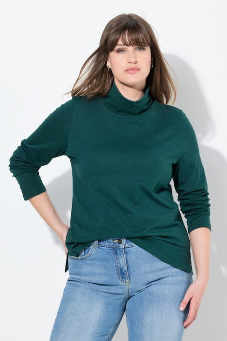 Shirt, met col, slim, lange mouwen, biologische katoen