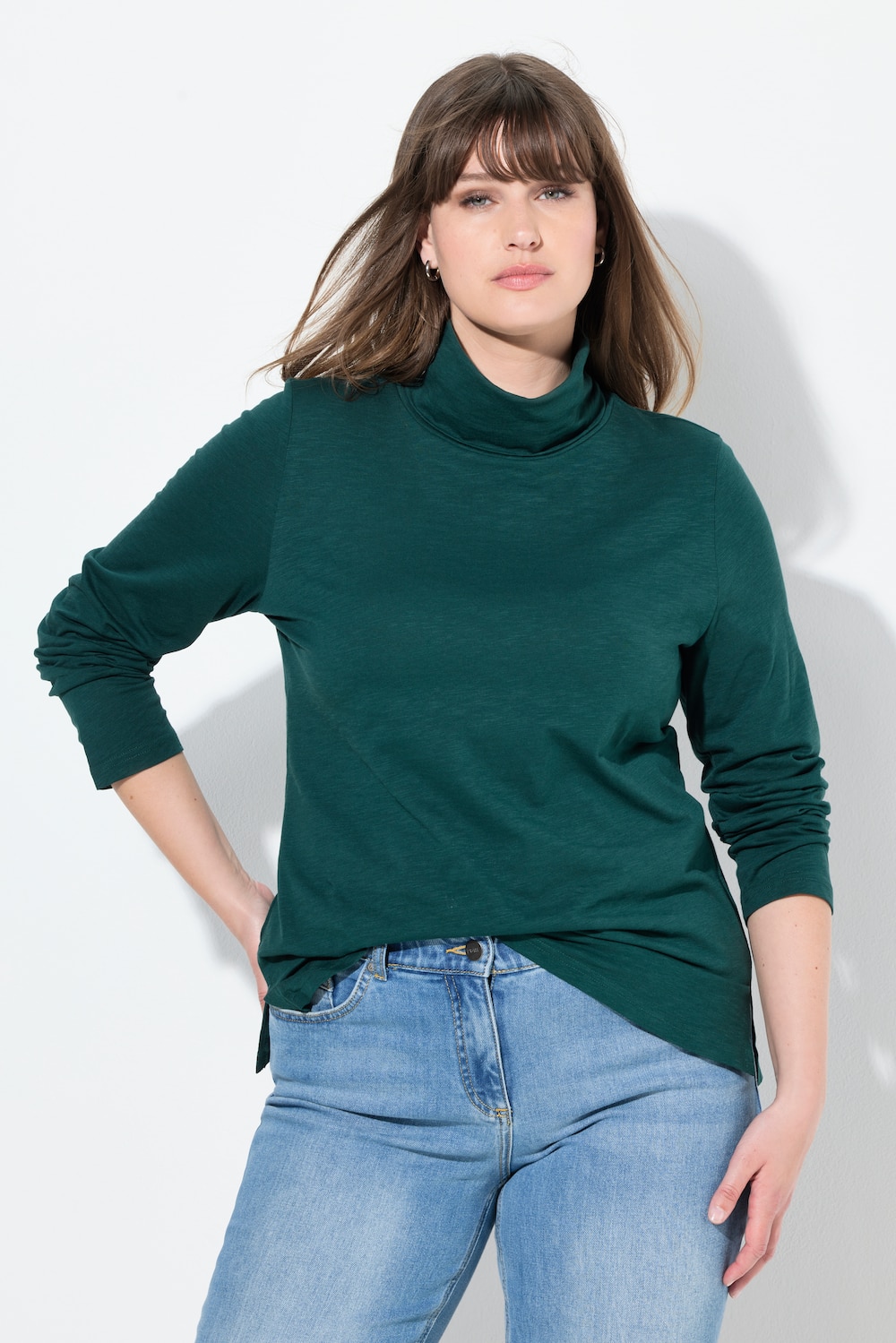 Shirt, Rollkragen, Slim, Langarm, Biobaumwolle