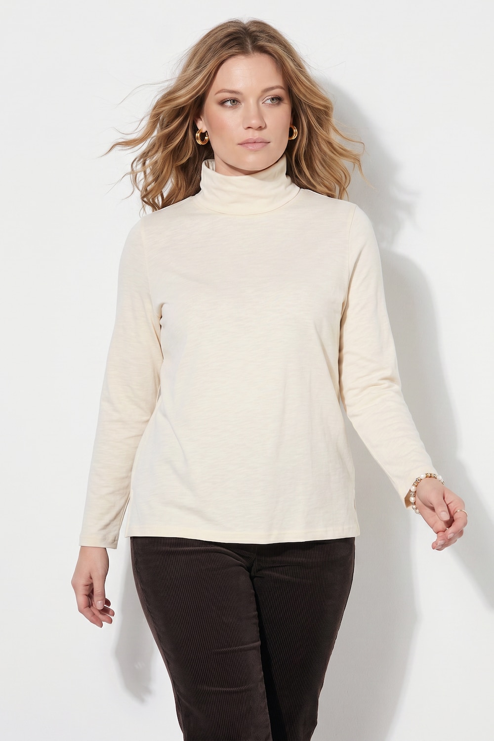 Shirt, Rollkragen, Slim, Langarm, Biobaumwolle