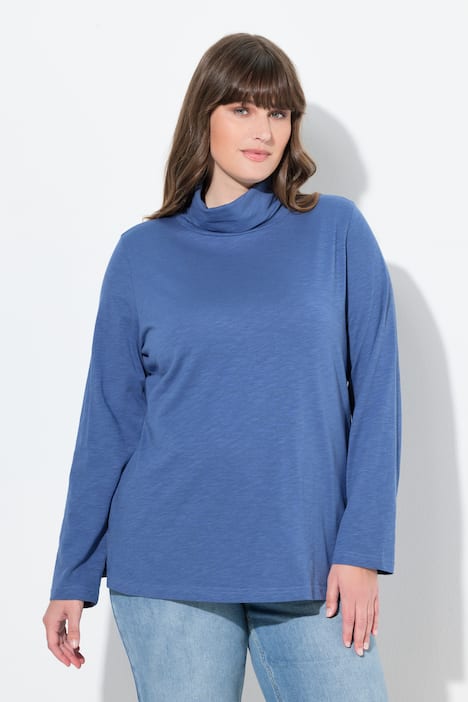 Shirt, met col, slim, lange mouwen, biologische katoen